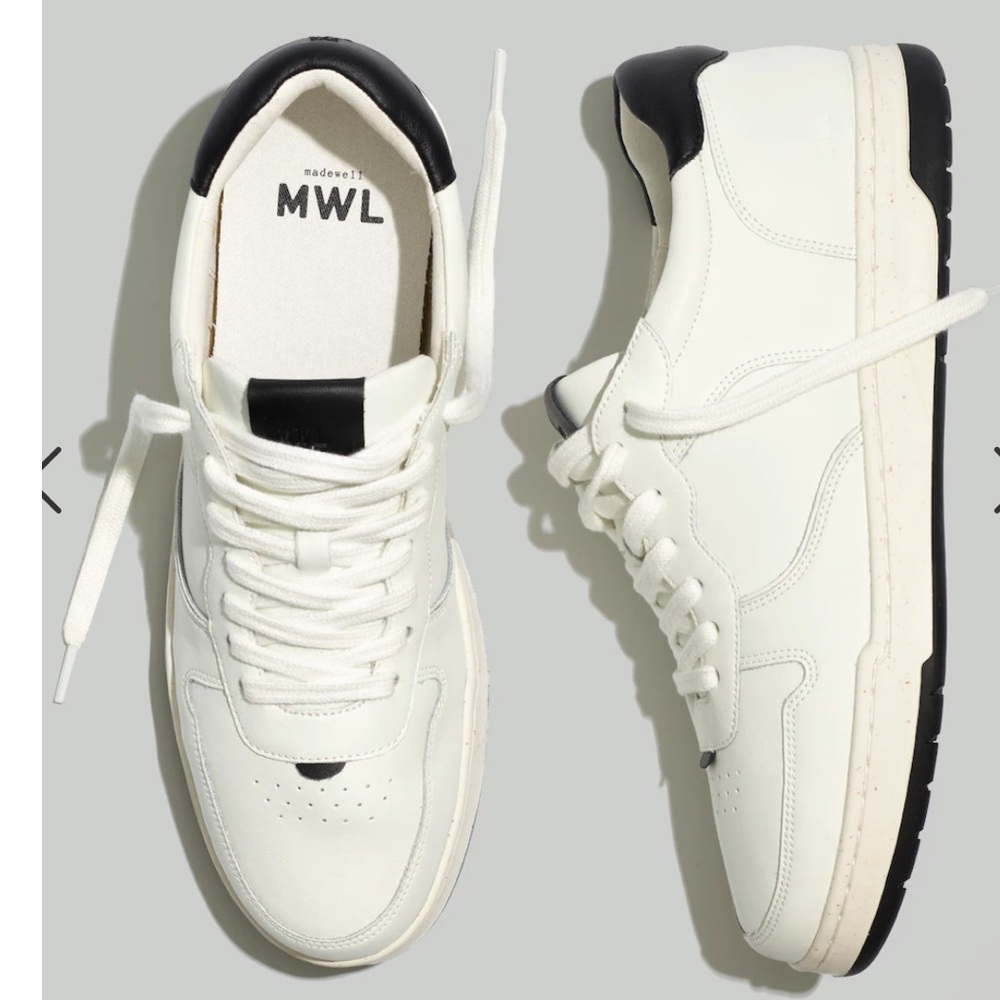 Madewell White and Black Leather Sneakers